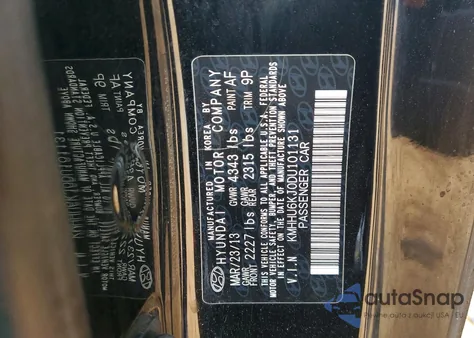 2013 Hyundai Genesis Coupe 3.8L z USA, uszkodzony, nr VIN KMHHU6KJ0DU101131